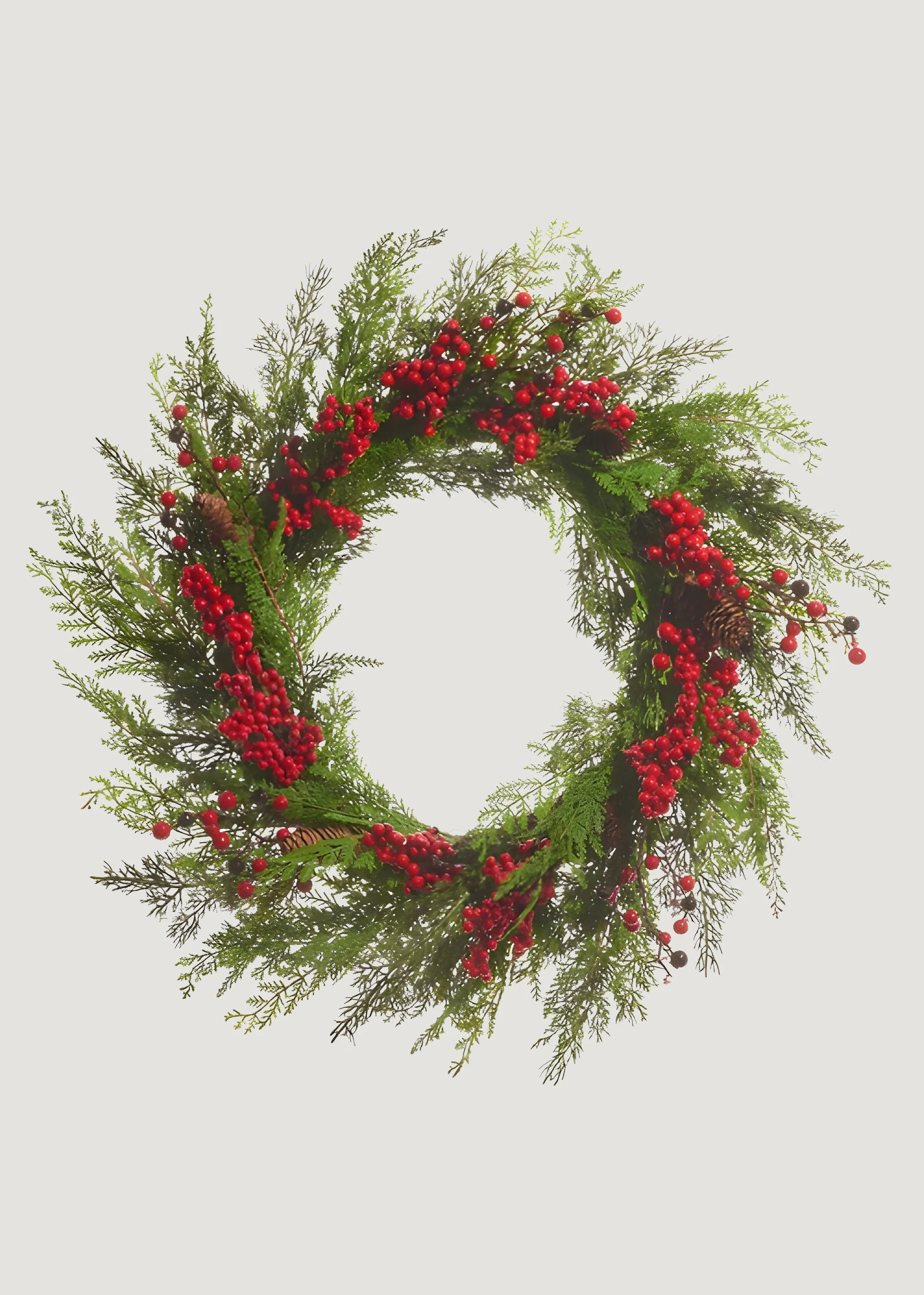 Fake Cedar and Red Berry Wreath | Holiday Decor at Afloral | Afloral