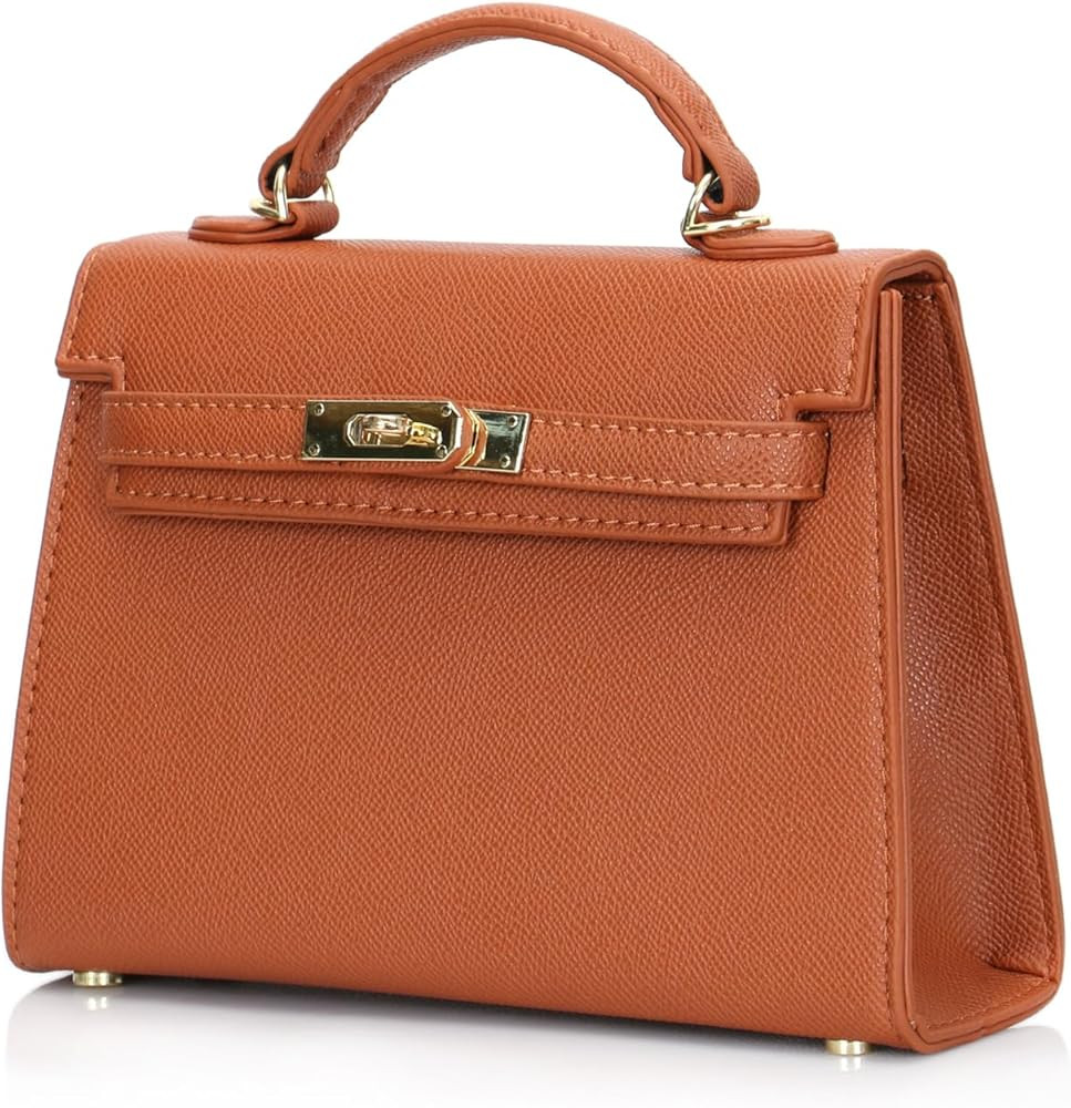 Womens Mini Leather Satchel Bags 9 * 2.5 * 5.5in Shoulder Purses Top Handle Handbags Ladies Designer | Amazon (US)