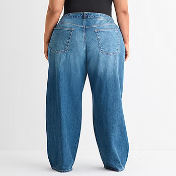new!Ashley Graham Slouchy Womens Plus High Rise Wide Leg Jean | JCPenney