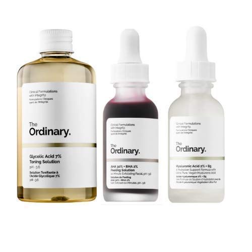 The Ordinary 3 Bottles Face Serum Set! Peeling Solution, Hyaluronic Acid And Glycolic Acid! AHA 3... | Amazon (US)