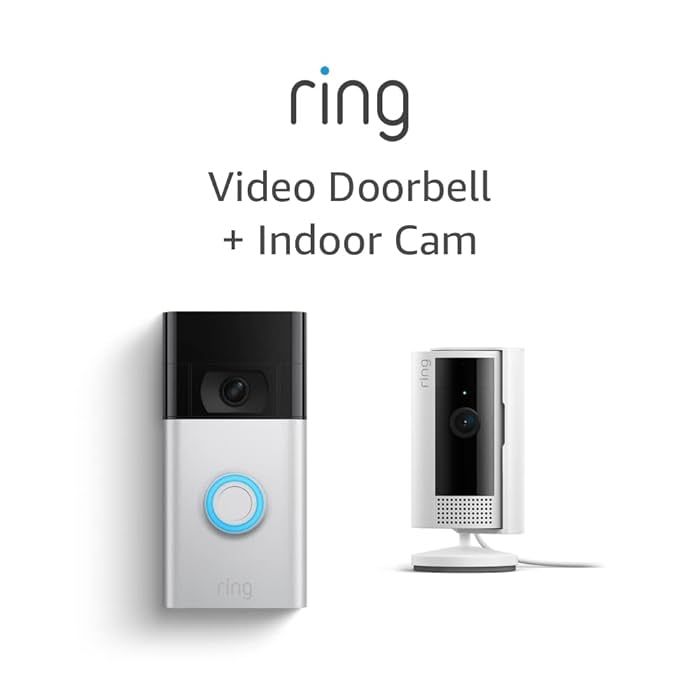 Ring Video Doorbell, Satin Nickel with All-new Ring Indoor Cam, White | Amazon (US)