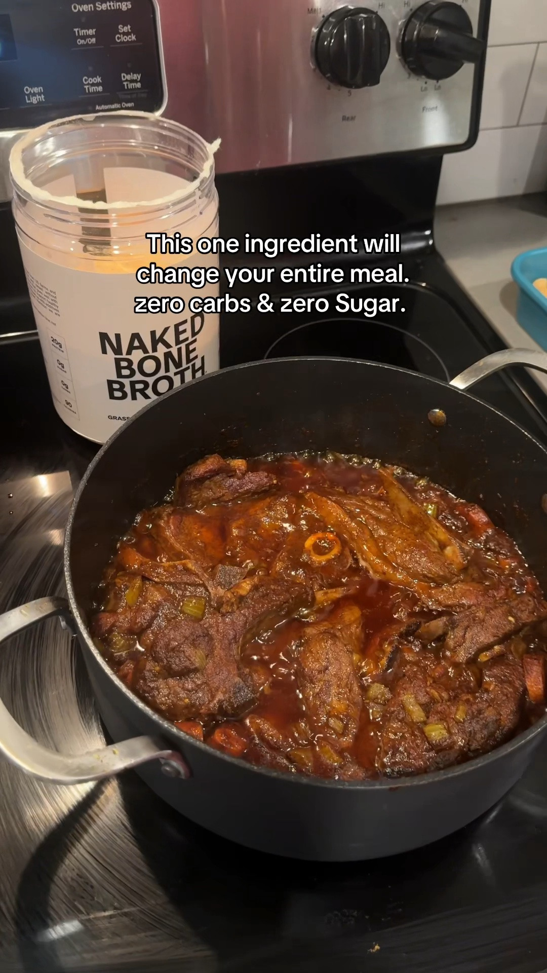 “Eat more protein.” Okay, but can we get some ideas besides another shake? 👀 I added Naked Bone Broth powder right to the stew I was already making. It has 20g of protein per serving, 90 calories and zero sugar. If you’ve been wondering how to get more protein into your meals, soups and stews are an easy place to start!
