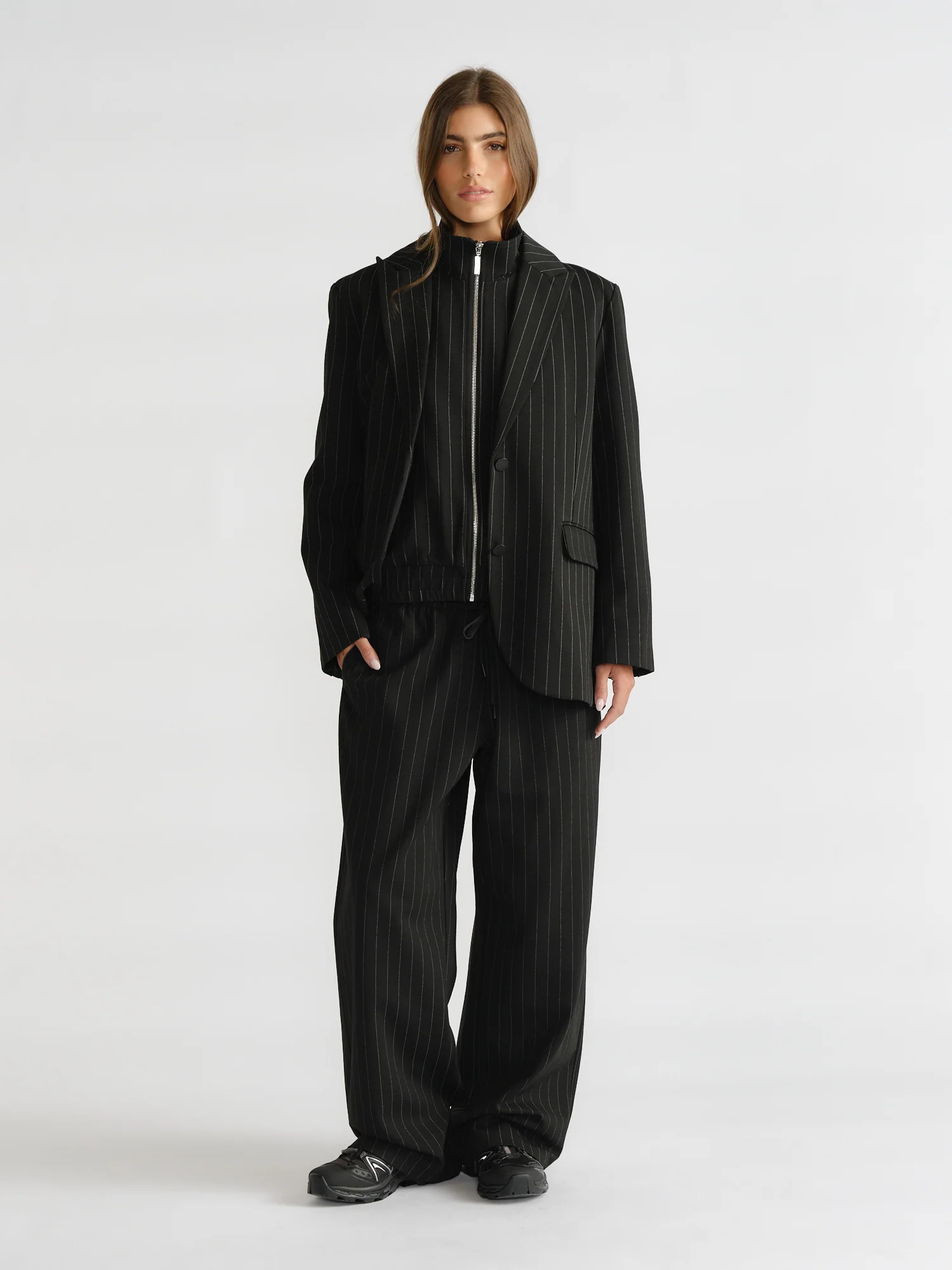 D-Luxe Pinstripe Pant - Black | DECJUBA