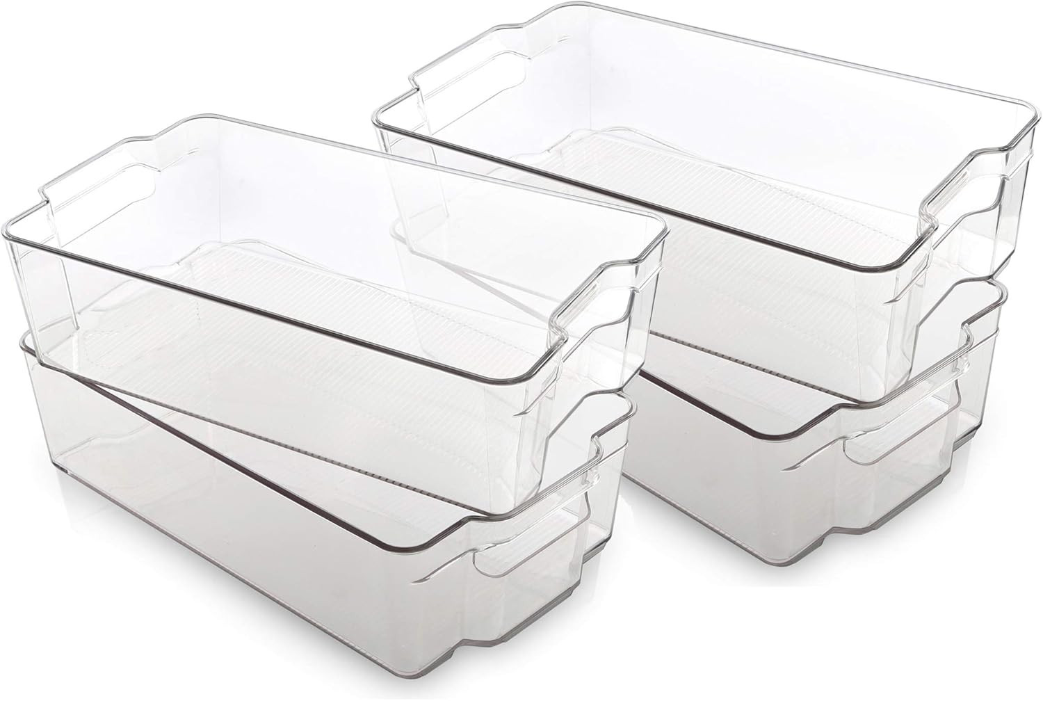 BINO Stackable Plastic Organizer Storage Bins, X-Large - 4 Pack - Pantry Organization and Storage... | Amazon (US)