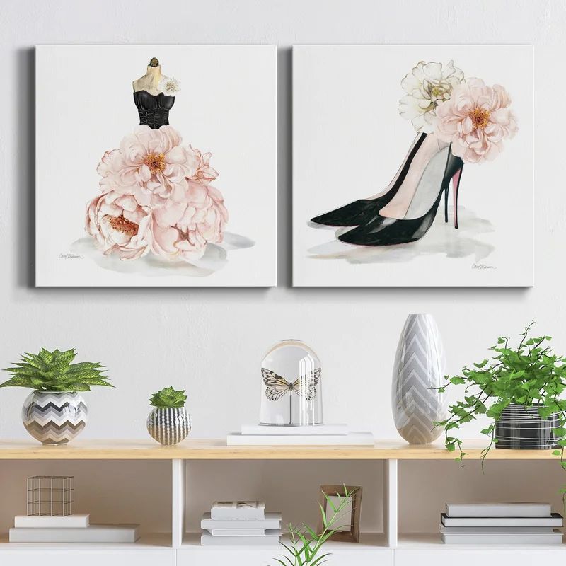Floral Gown - 2 Piece Wrapped Canvas Print Set | Wayfair North America