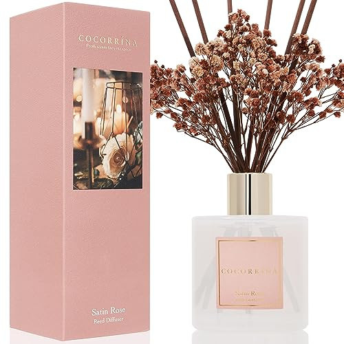 Cocorrína Reed Diffuser Sets- Satin Rose Scented Diffuser with Sticks Home Fragrance Reed Diffuser for Bathroom Shelf Decor | Amazon (US)
