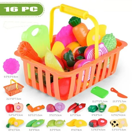 16PC Kids Pretend Role Play Kitchen Fruit Vegetable Food Toy Cutting Gift Toy | Walmart (US)