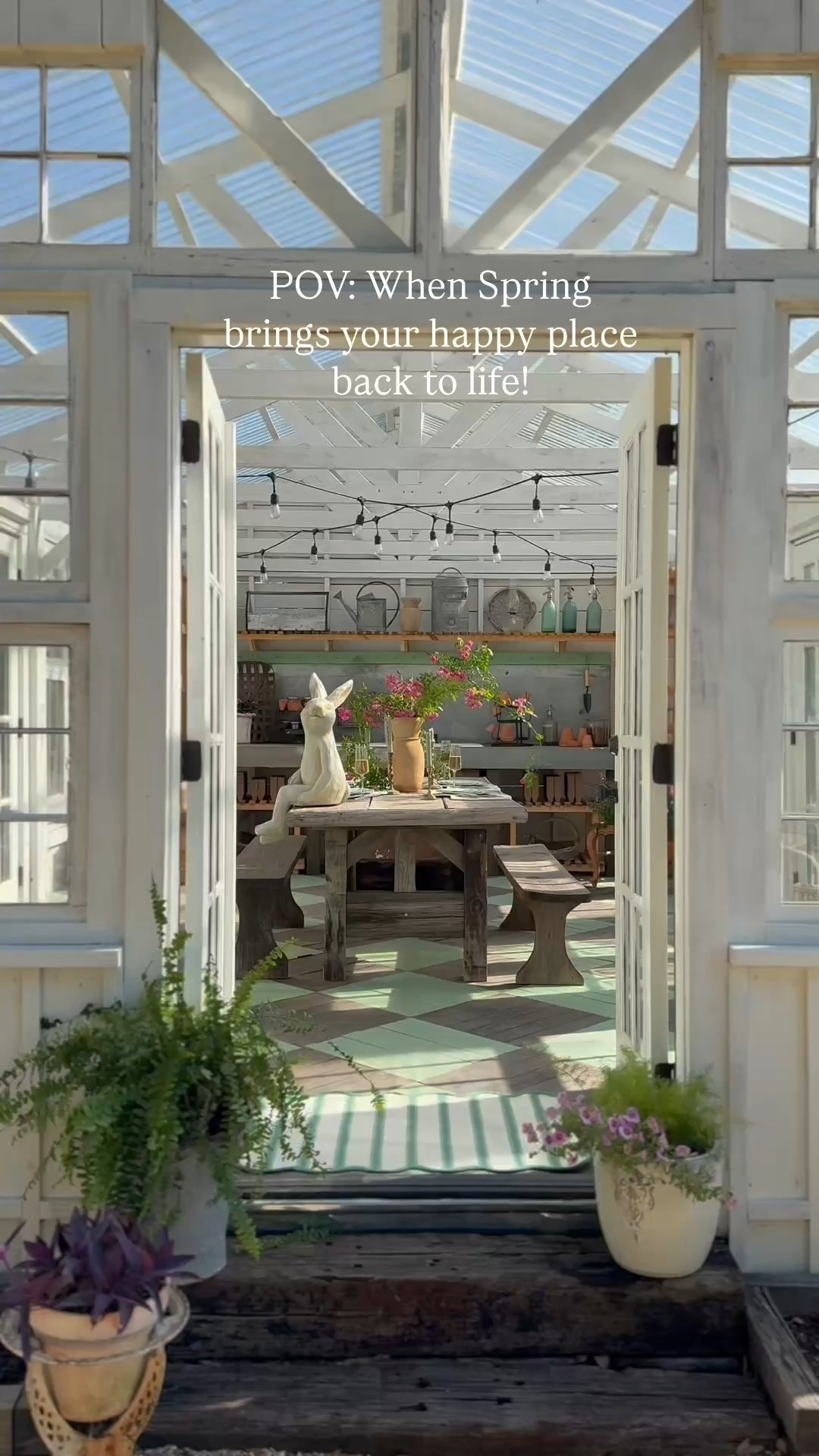 So Excited to be back in the Greenhouse! Thank you Spring! 🌸🐰💗. #greenhousedecorating #greenhouse #eastertaboescape #easterdecorating

#LTKSeasonal #LTKHome