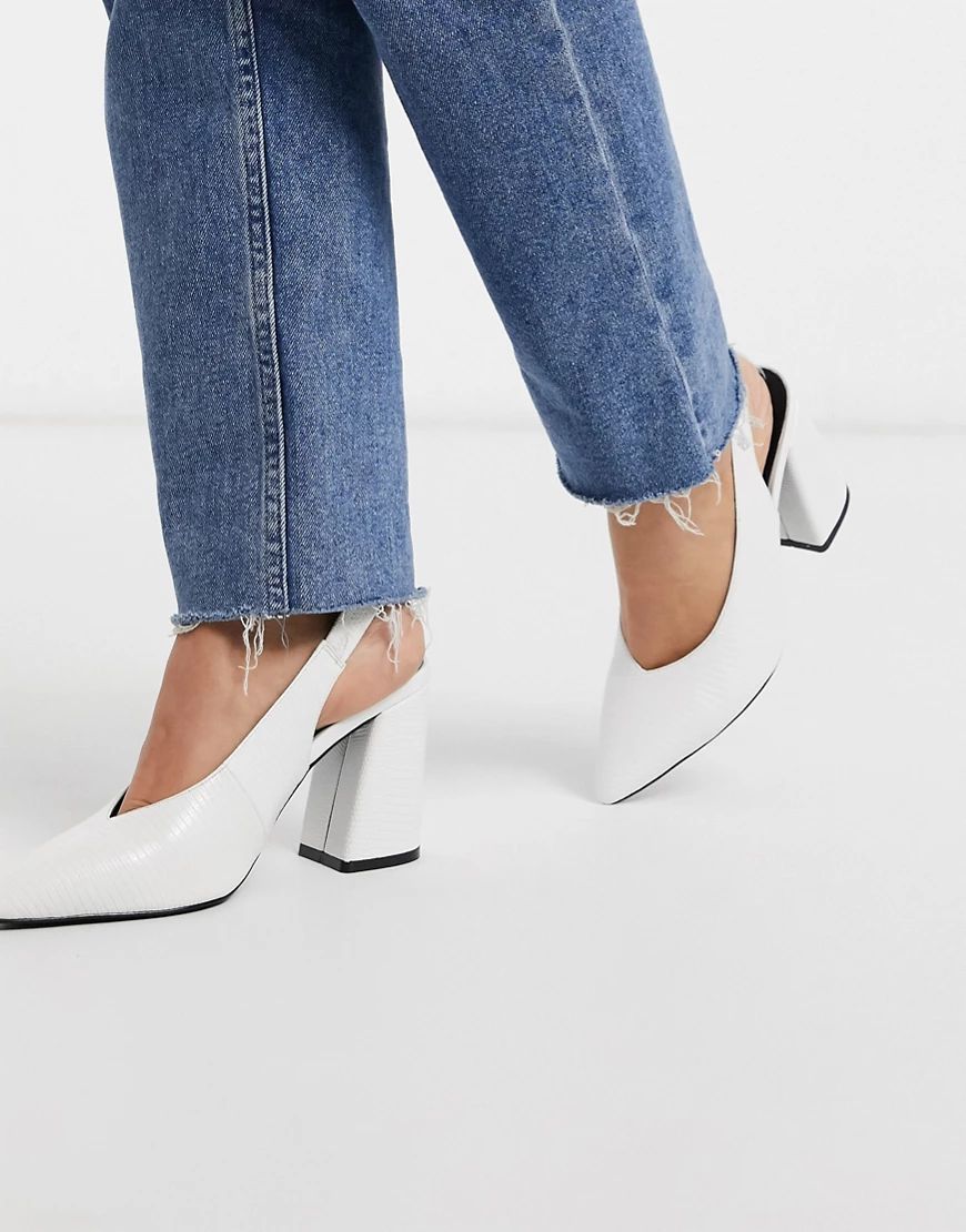 Miss Selfridge slingback heeled shoes in white | ASOS (Global)