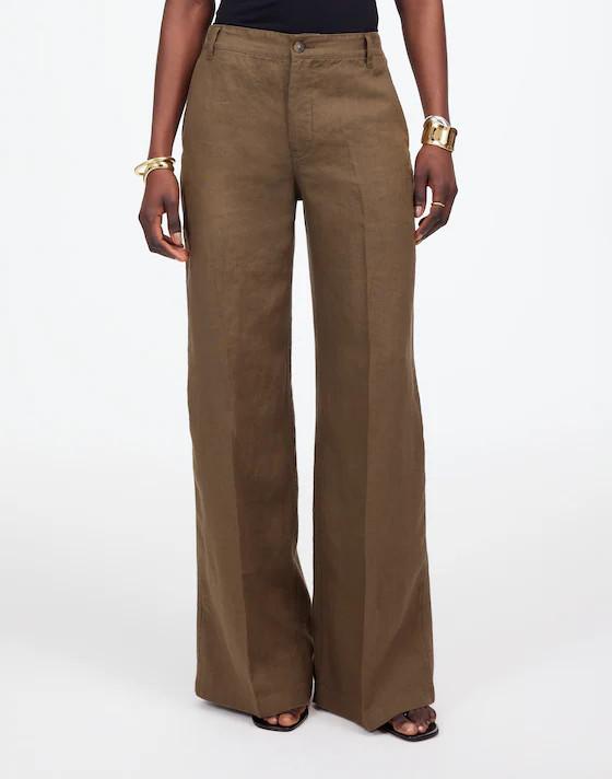 The Zoe Relaxed Wide Pant in 100% Linen | Madewell