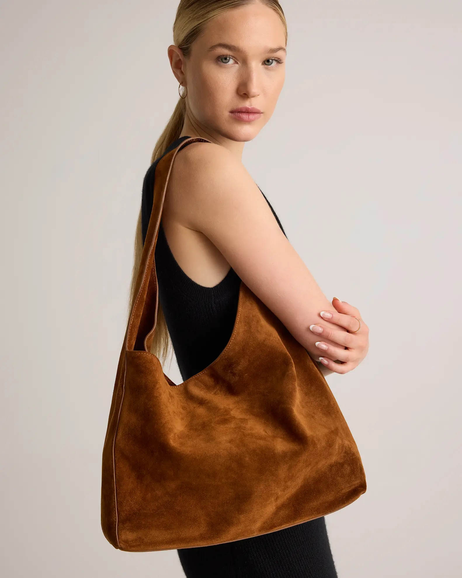 Italian Suede Slouchy Shoulder Bag | Quince
