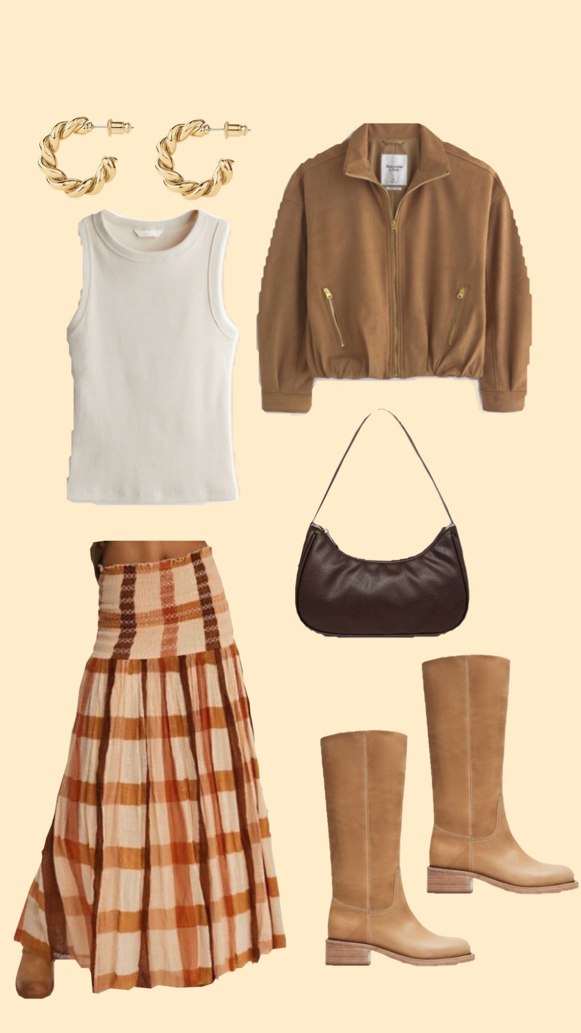Thanksgiving outfits, Thanksgiving outfit inspo, holiday outfits, fall outfits, brown leather jackets, plaid maxi skirts, maxi skirts, fall maxi skirts, boots, leather boots, leather mini purse, neutral outfits, outfits under $100, cute Thanksgiving outfit collage 

#LTKSeasonal #LTKHoliday #LTKOver40