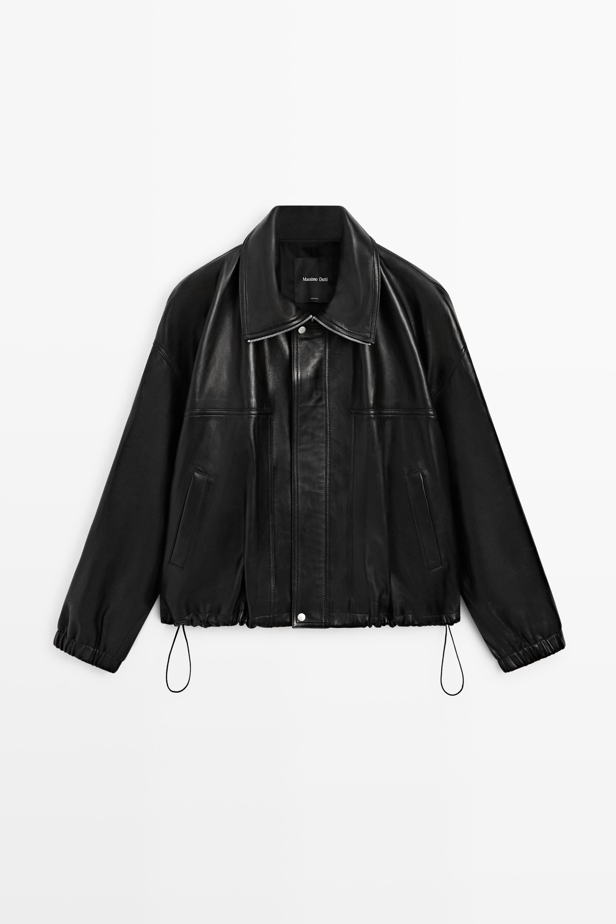 Nappa leather bomber jacket | Massimo Dutti UK