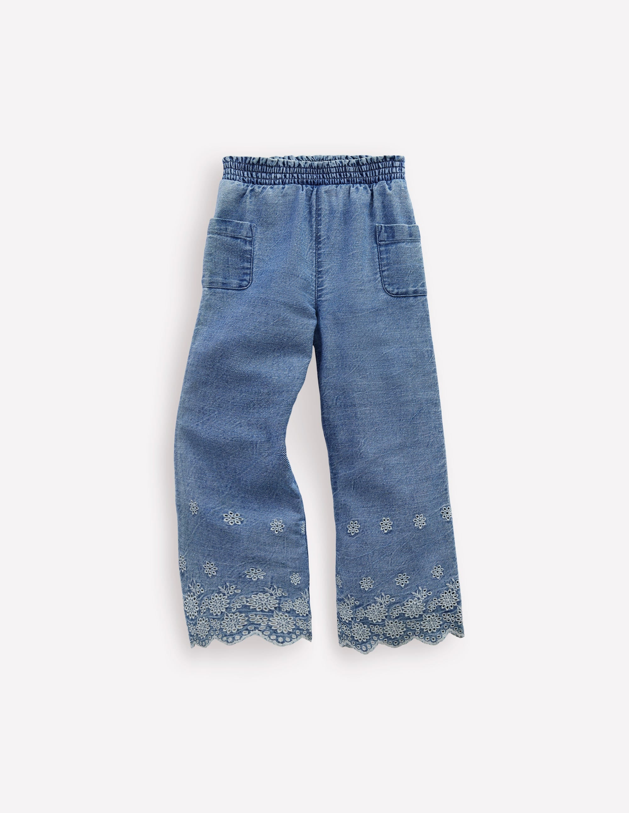 Broderie Hem Pants-Denim | Boden (US)