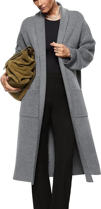 Womens Long Sleeve Maxi Cardigan Open Front Oversized Knitted Sweater Coat Casual Lapel Warm Over... | Amazon (US)