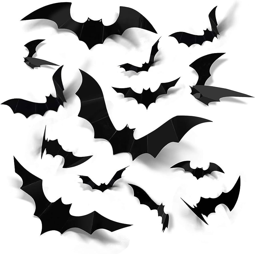 Coogam Halloween 3D Bats Decoration, 60PCS 4 Sizes Realistic PVC Scary Bats Window Decal Wall Sti... | Amazon (US)