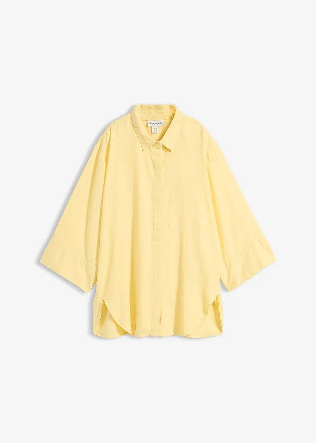 Overhemdblouse in een koele linnenmix lichtgeel | Bonprix NL (Influencer)