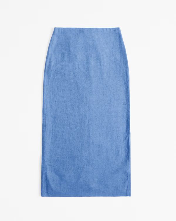 Linen-Blend Column Maxi Skirt | Abercrombie & Fitch (US)