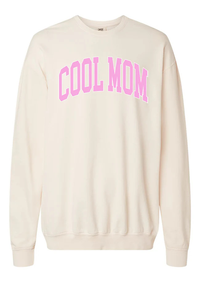 Cool Mom Block Cream Oversized Graphic Sweatshirt | Pink Lily