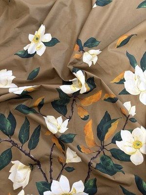 Oscar de La Renta Deadstock Fabric Magnolia Khaki Cotton Poplin | eBay | eBay US