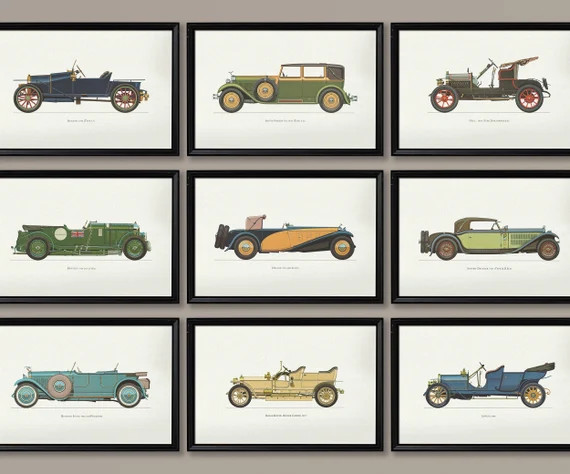 Classic Car Art for Man Cave Office Boy's Room or - Etsy | Etsy (US)