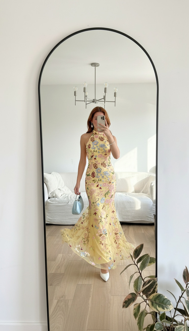 Such a beautiful spring wedding guest look 🌸

This yellow floral halter maxi is perfect for garden weddings and outdoor spring ceremonies. 

 #LTKootd #LTKWedding