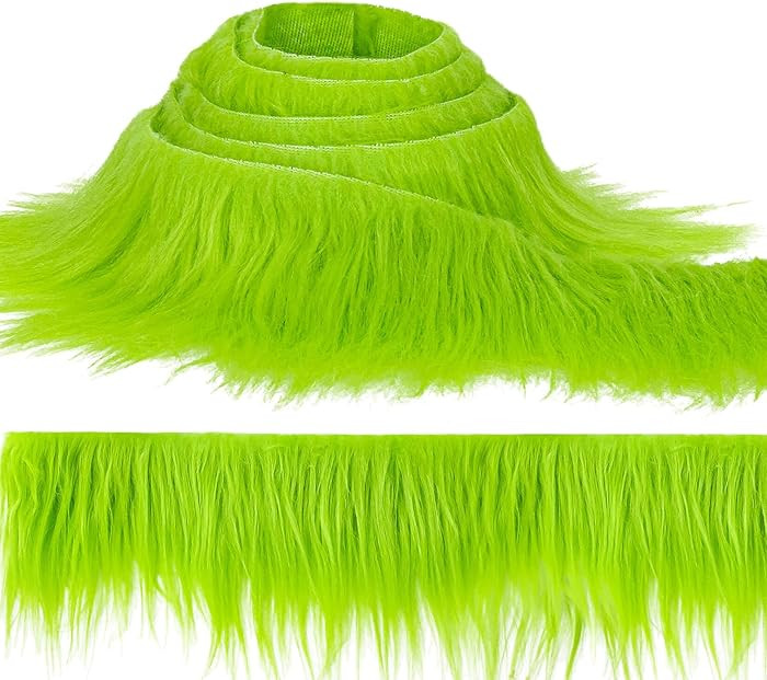 Sukh Shaggy Faux Fur Fabric - 2 x 60 inch Green Faux Fur Trim Precut Fabric Strips Soft Plush Pat... | Amazon (US)
