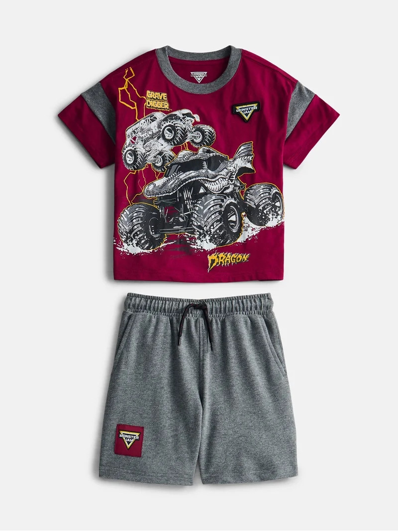 Monster Jam Boys Graphic Tee with Short Sleeves and Shorts Set, 2 Piece, Sizes 4-16 | Walmart (US)