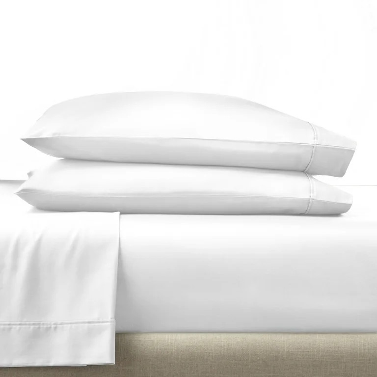 Better Homes & Gardens 4-Piece 300 Thread Count Arctic White Cotton Sateen Bed Sheet Set, King | Walmart (US)