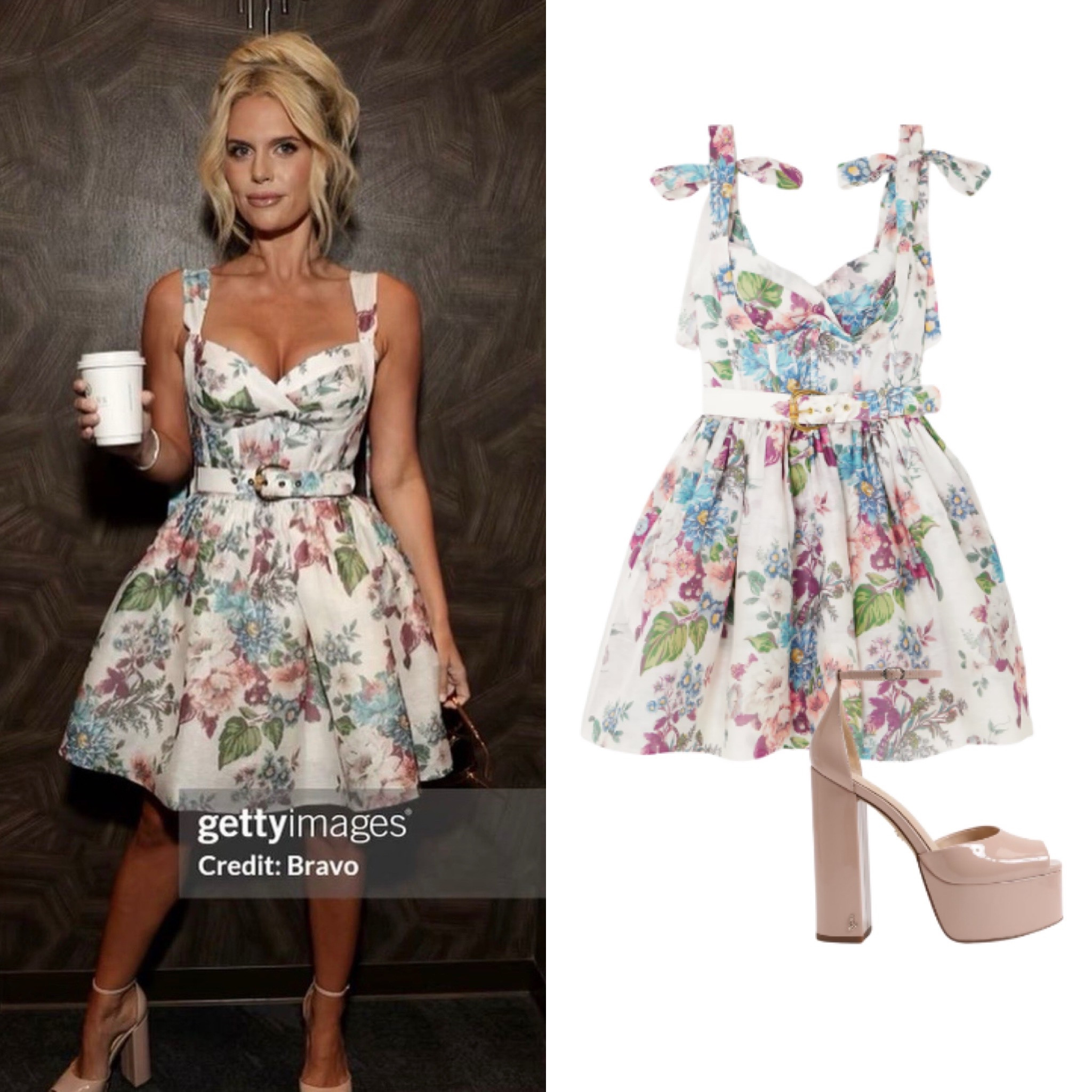 Madison LeCroy’s White Floral Mini Dress + Nude Platform Sandals 📸 + Info= @madison.lecroy 
