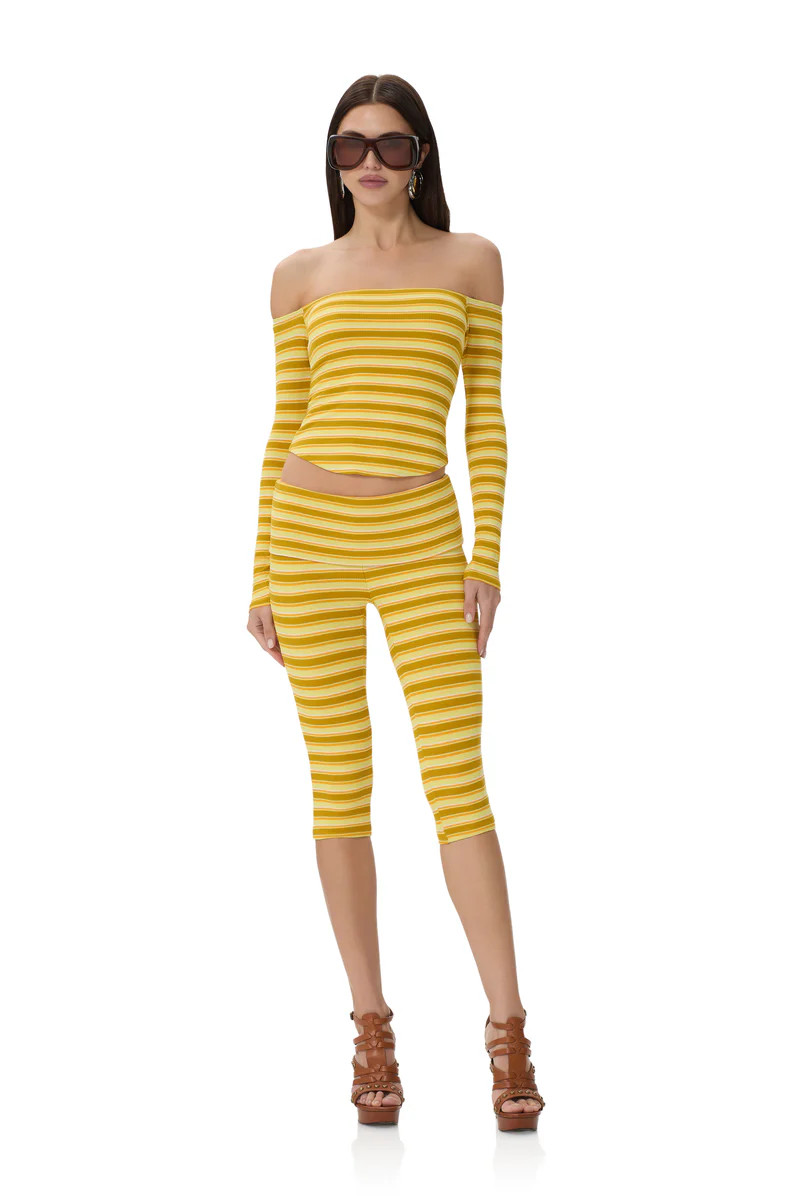 Silvia Capri Legging - Limelight Stripe | ShopAFRM