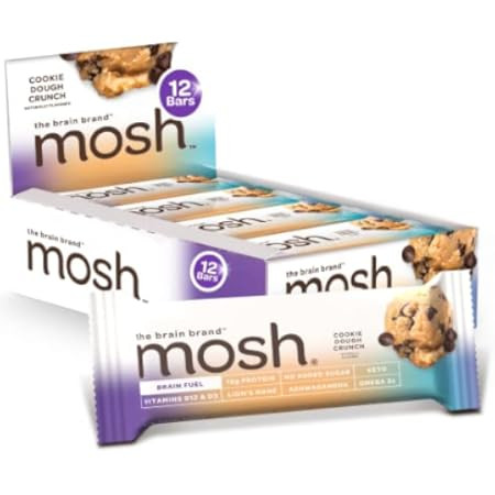MOSH Variety Pack Protein Bars, Keto Snack, Gluten-Free, No Added Sugar, 12g Whey Protein, Lion's Ma | Amazon (US)