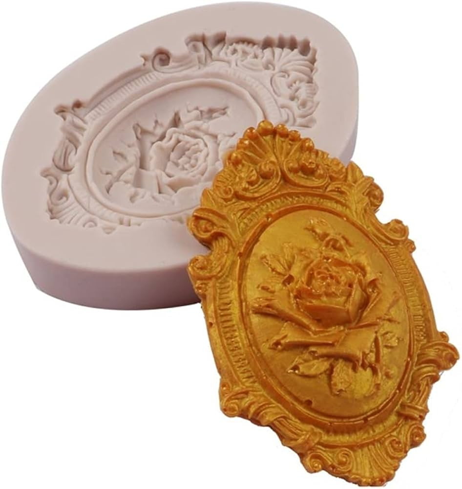 Cestony European Retro Embossed Rose Photo Frame Silicone Molds for DIY Cake Fondant Biscuit Cook... | Amazon (US)