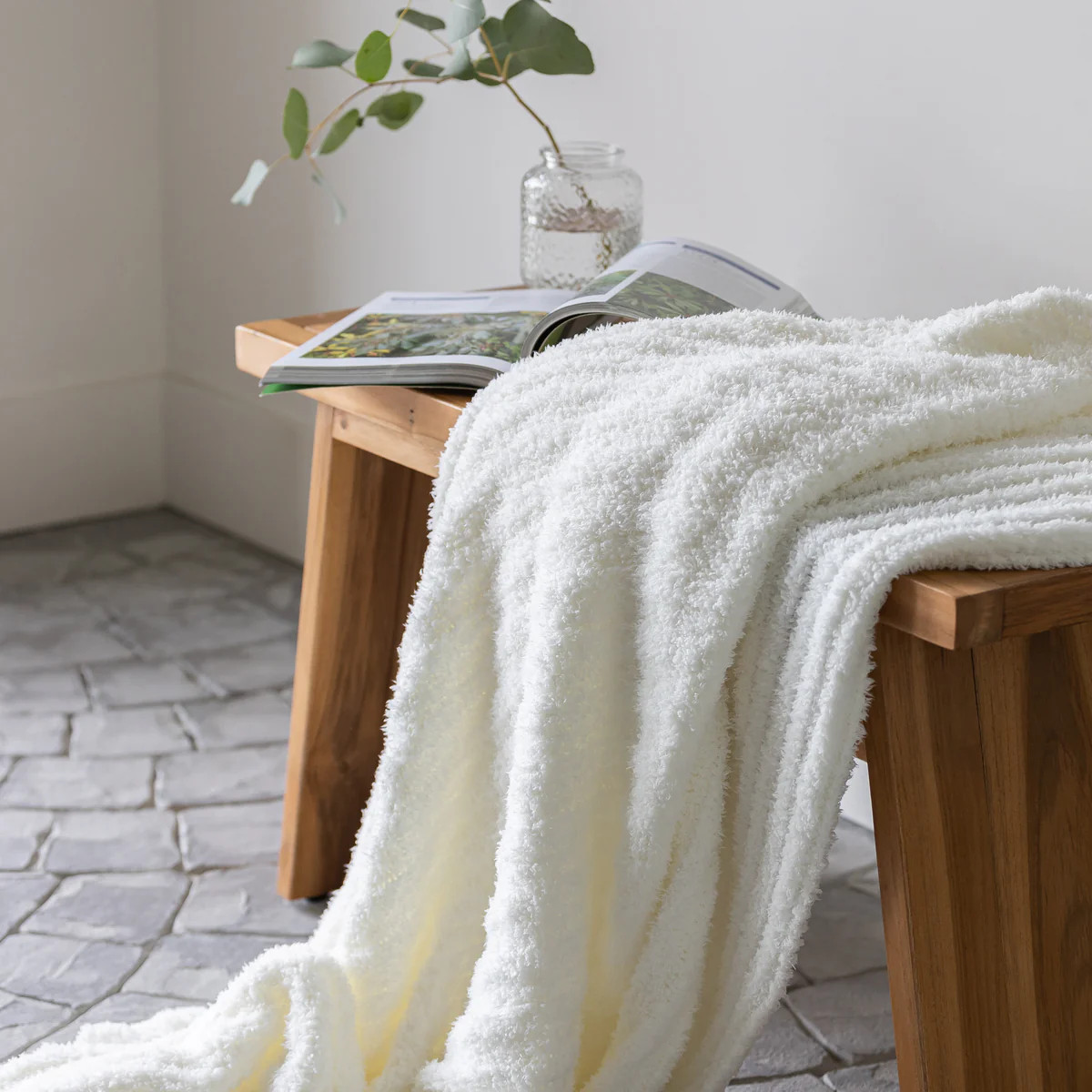 White Ribbed Extended Throw | Sunset Snuggles