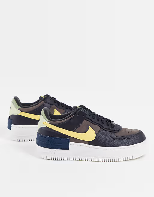 Nike Air Force 1 Shadow sneakers in black and gold | ASOS (Global)