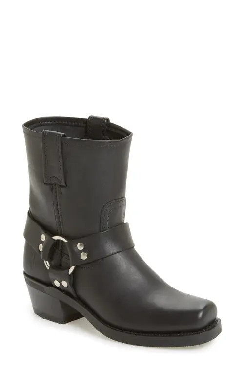 Frye Harness Square Toe Engineer Boot in Black Leather at Nordstrom, Size 5.5M | Nordstrom