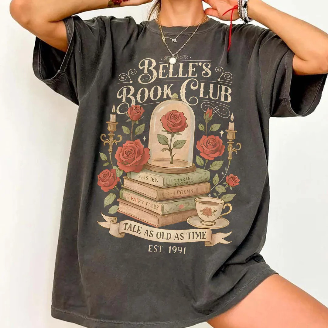 Comfort Colors® Retro Belle's Book Club Shirt, Tale as Old as Time Belles Book Cafe Shirt, Princ... | Etsy (US)