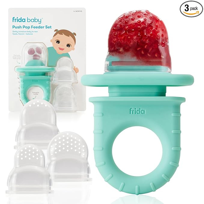Frida Baby Push Pop Silicone Feeder, Baby Fruit Food Feeder to Safely Introduce New Foods, Fresh ... | Amazon (US)