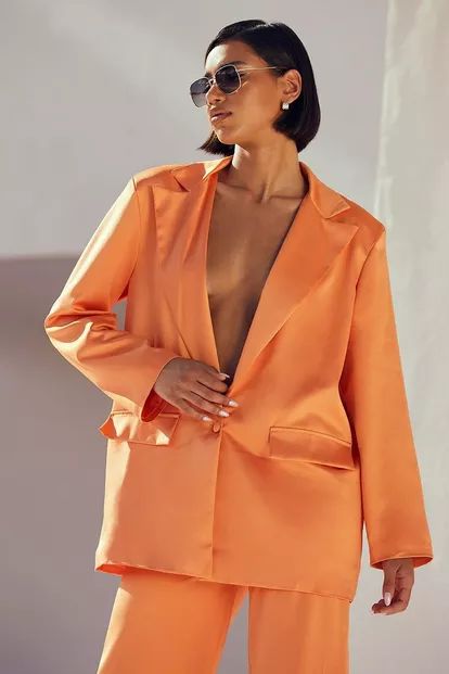 Satin Tailored Relaxed Fit Blazer | Boohoo.com (US & CA)