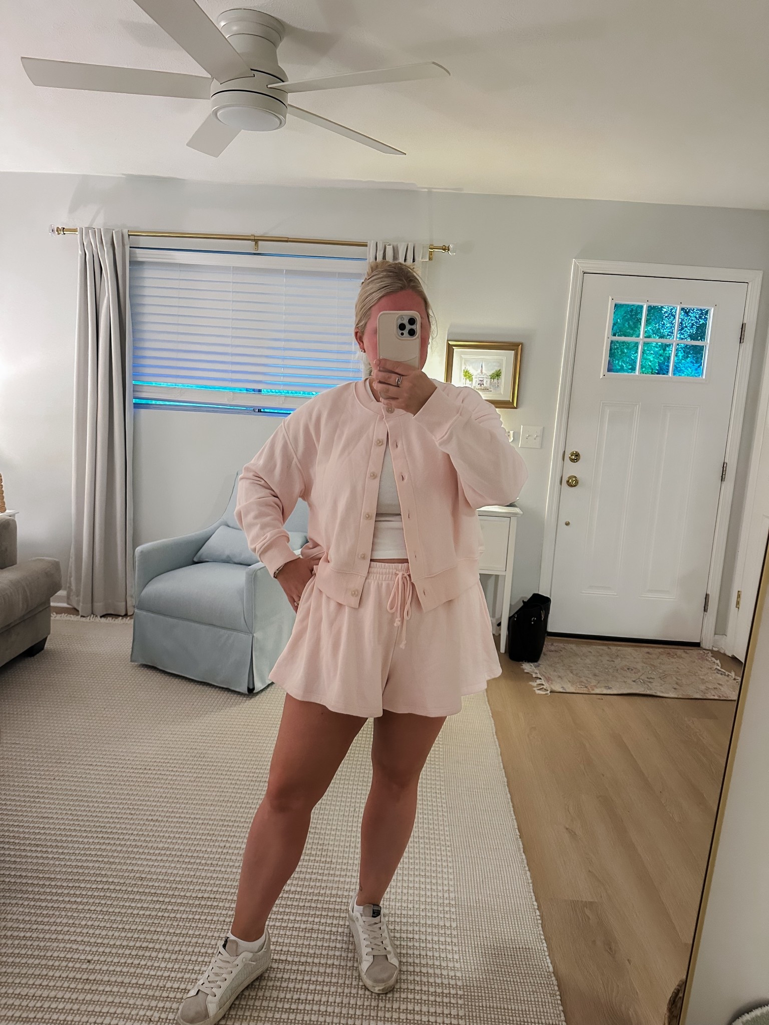 Precious set from Target!!! Love this light pink color!! Would be so cute for a mom on the go! 🎀 wearing an XL in the bottom and XXL in the top! I recommend sizing down in the bottoms and up in the top! 

#LTKMidsize #LTKStyleTip #LTKFindsUnder50