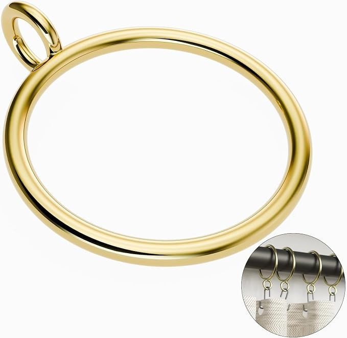 100 Pack Gold Metal Curtain Rings with Eyelets, 1.5 inch Inner Diameter Drapery Rings Apply for C... | Amazon (US)