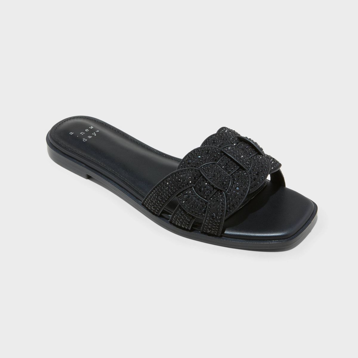 Women's Maggie Rhinestone Slide Sandals - A New Day™ Black 7.5 | Target