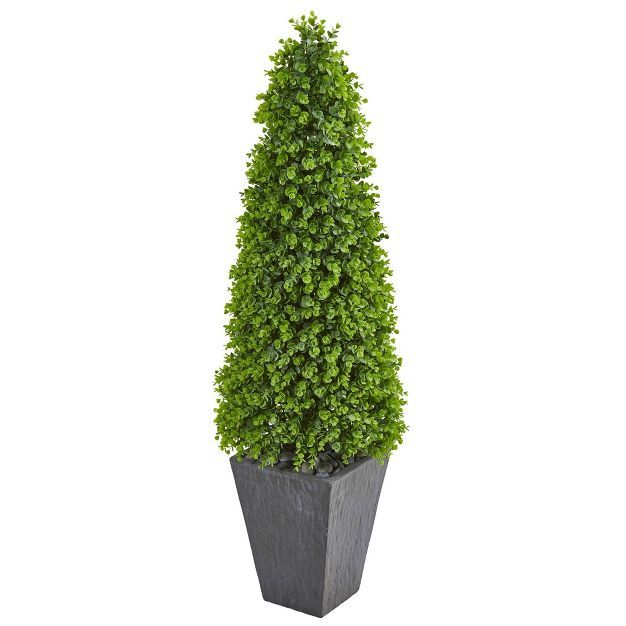 57" Eucalyptus Topiary Artificial Tree in Slate Planter - Nearly Natural | Target