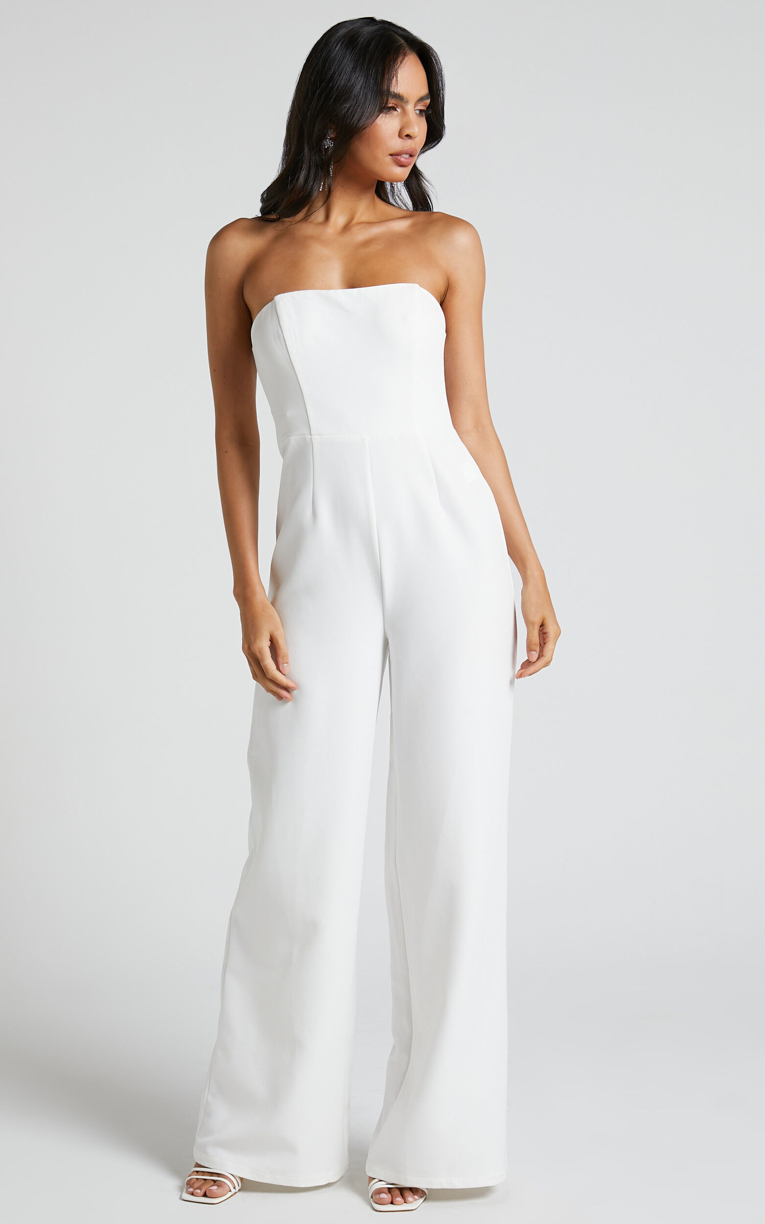 Genelyn Bridal Jumpsuit - Strapless Wide Leg Jumpsuit in White | Showpo (US, UK & Europe)