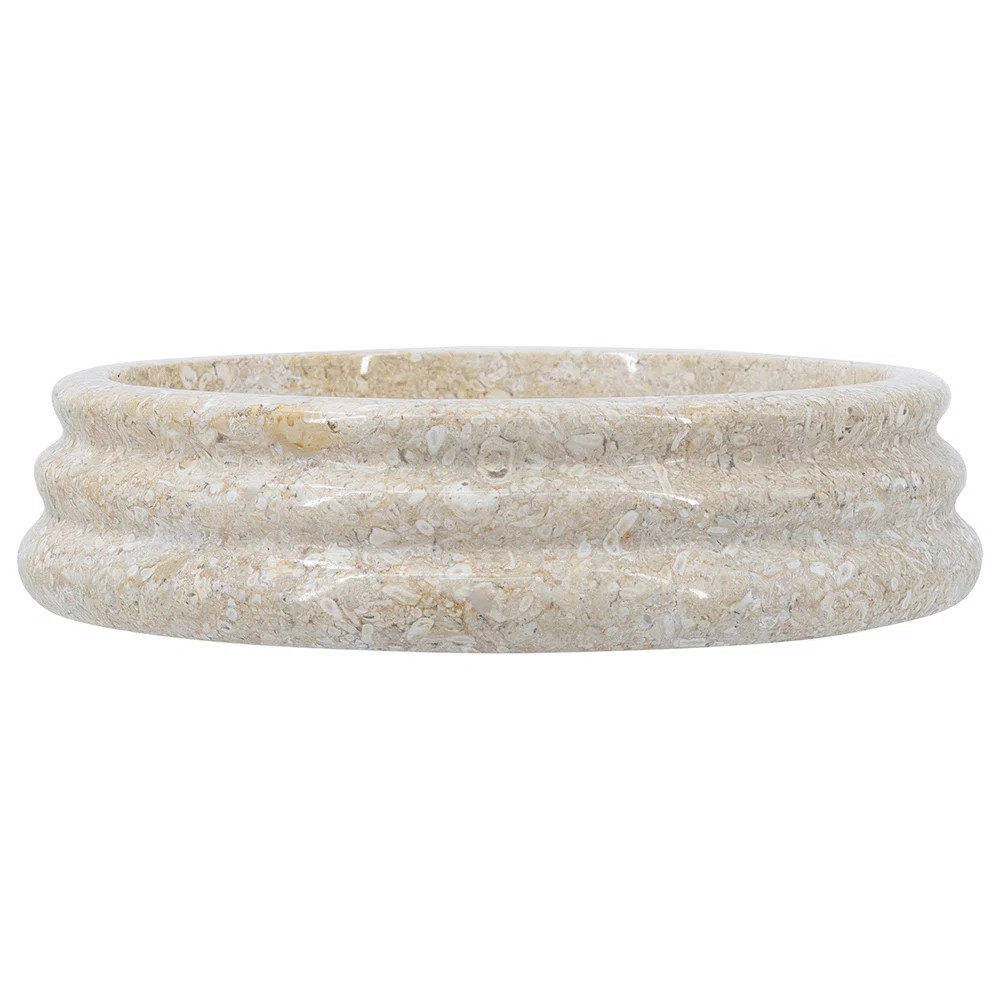 D8.5X2" Decorative Cream Marble Bowl With Round Ribbed Design | Wayfair North America