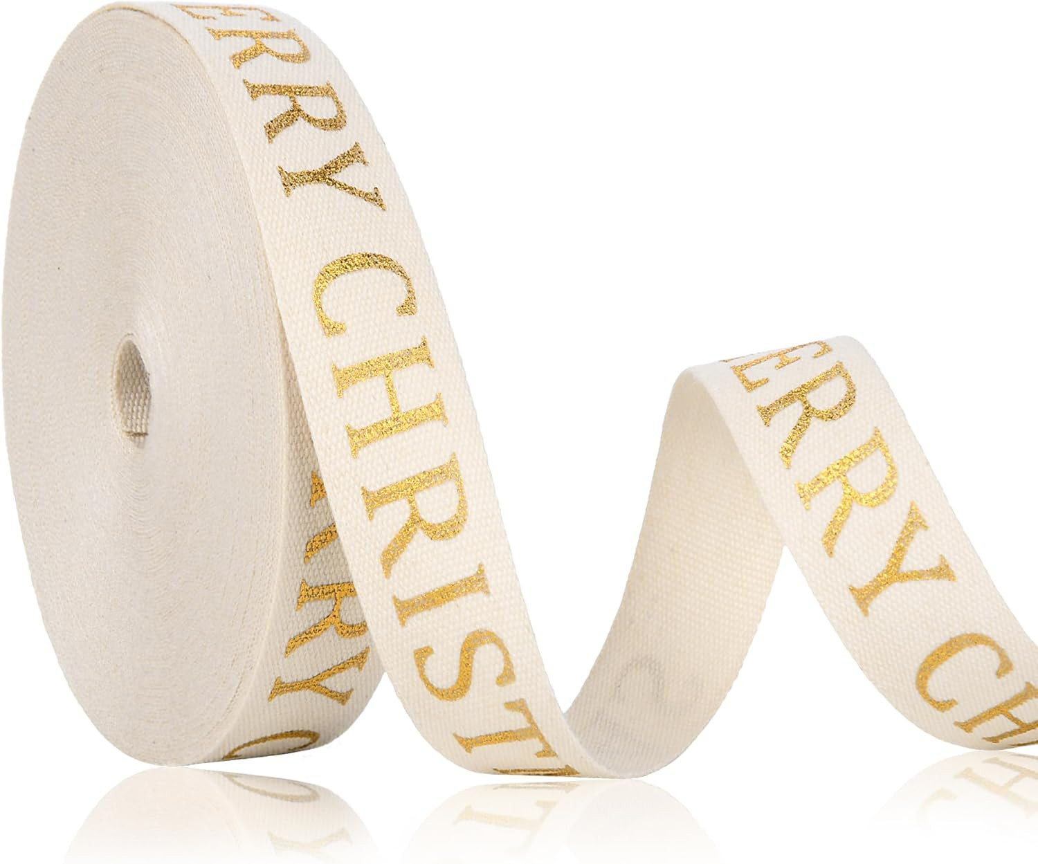 10 Yard Christmas Cotton Ribbon Glitter Ribbon Christmas Elegant Ribbon Merry Natural Ribbon for ... | Amazon (US)