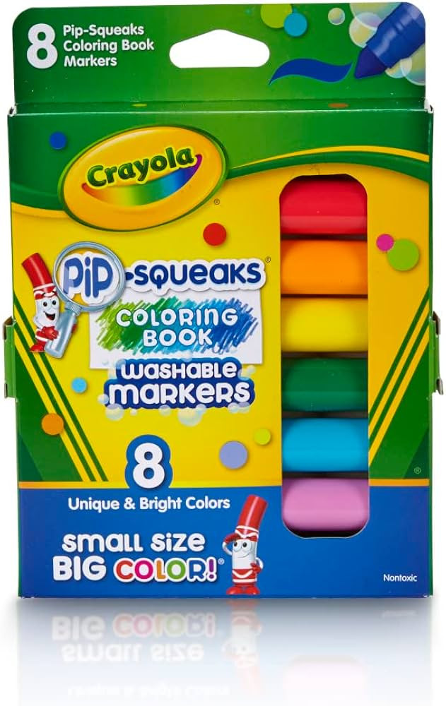 Crayola Pip Squeaks Washable Markers, Mini Markers in Classic Colors, 8 Count | Amazon (US)