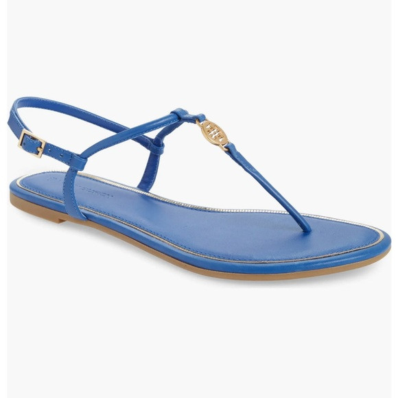 Tory Burch Blue Leather Thong Sandals Size 9 Summer | Poshmark