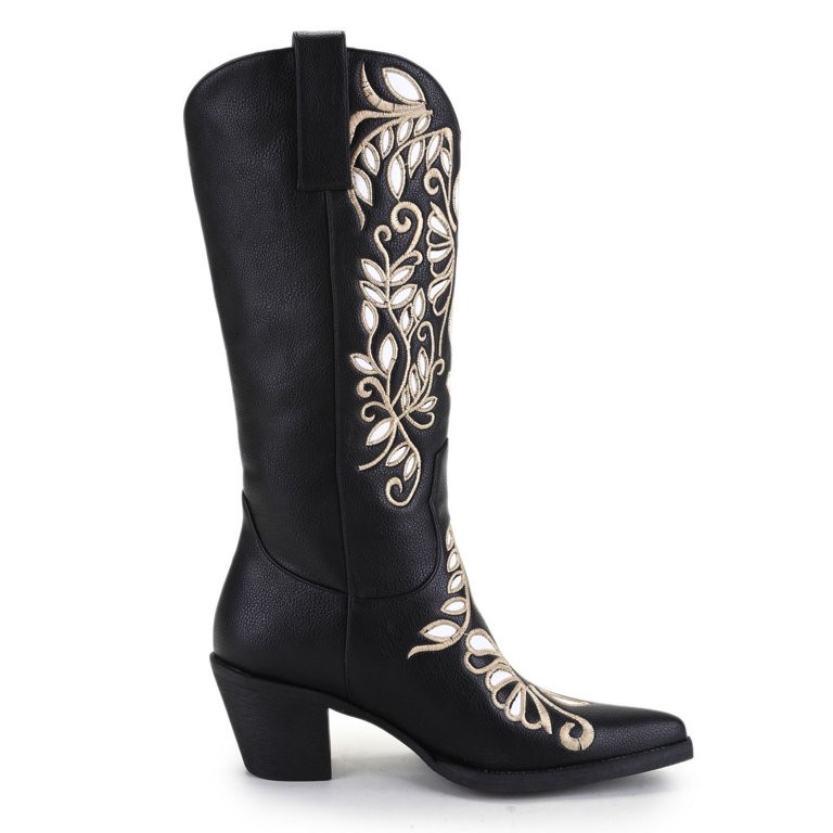 Ferwind Women's Embroidered Boots Western Cowgirl Riding Adult Black 11 - Walmart.com | Walmart (US)