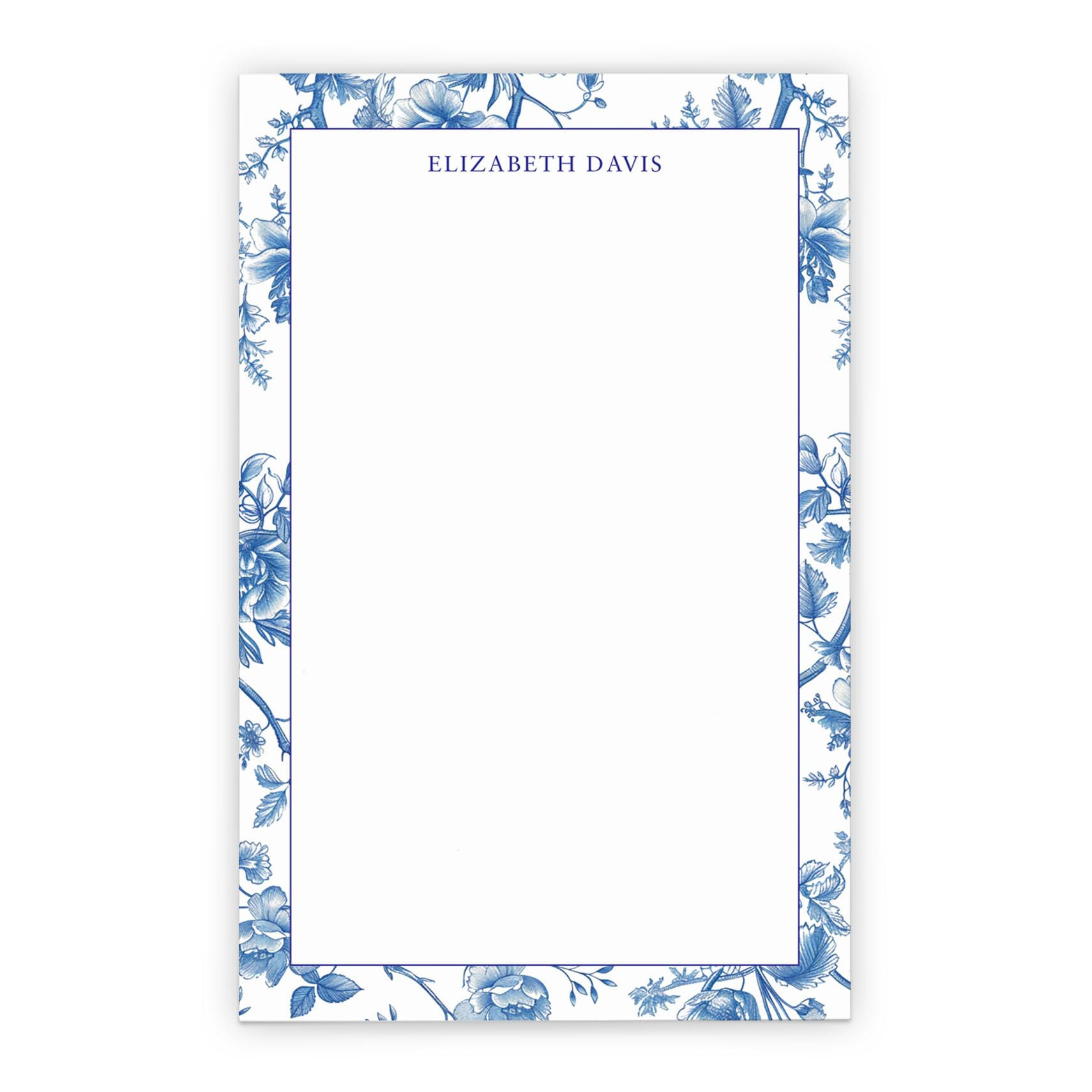 Personalized Chinoiserie Stationery With Border, Blue And White Notepad For Letter Writing, Flora... | Amazon (US)
